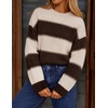 image:imageZESICA Womens 2026 Fall Oversized Striped Cozy Casual Long Sleeve SweatersCoffee