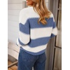 image:imageZESICA Womens 2026 Fall Oversized Striped Cozy Casual Long Sleeve SweatersDusty Blue