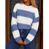 image:imageZESICA Womens 2026 Fall Oversized Striped Cozy Casual Long Sleeve SweatersDusty Blue