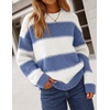 image:imageZESICA Womens 2026 Fall Oversized Striped Cozy Casual Long Sleeve SweatersDusty Blue