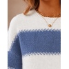 image:imageZESICA Womens 2026 Fall Oversized Striped Cozy Casual Long Sleeve SweatersDusty Blue