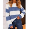 image:imageZESICA Womens 2026 Fall Oversized Striped Cozy Casual Long Sleeve SweatersDusty Blue