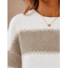 image:imageZESICA Womens 2026 Fall Oversized Striped Cozy Casual Long Sleeve SweatersLight Khaki