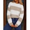image:imageZESICA Womens 2026 Fall Oversized Striped Cozy Casual Long Sleeve SweatersLight Khaki