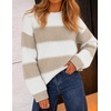 image:imageZESICA Womens 2026 Fall Oversized Striped Cozy Casual Long Sleeve SweatersLight Khaki