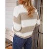 image:imageZESICA Womens 2026 Fall Oversized Striped Cozy Casual Long Sleeve SweatersLight Khaki