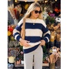 image:imageZESICA Womens 2026 Fall Oversized Striped Cozy Casual Long Sleeve SweatersNavy