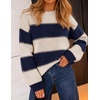 image:imageZESICA Womens 2026 Fall Oversized Striped Cozy Casual Long Sleeve SweatersNavy