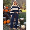 image:imageZESICA Womens 2026 Fall Oversized Striped Cozy Casual Long Sleeve SweatersNavy