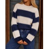 image:imageZESICA Womens 2026 Fall Oversized Striped Cozy Casual Long Sleeve SweatersNavy