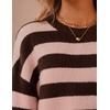image:imageZESICA Womens 2026 Fall Oversized Striped Cozy Casual Long Sleeve SweatersPink Coffee