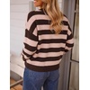 image:imageZESICA Womens 2026 Fall Oversized Striped Cozy Casual Long Sleeve SweatersPink Coffee