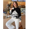 image:imageZESICA Womens 2026 Fall Winter Crewneck Oversized Printed SweatersBlack