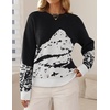 image:imageZESICA Womens 2026 Fall Winter Crewneck Oversized Printed SweatersBlack