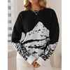 image:imageZESICA Womens 2026 Fall Winter Crewneck Oversized Printed SweatersBlack