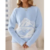 image:imageZESICA Womens 2026 Fall Winter Crewneck Oversized Printed SweatersBlue