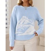 image:imageZESICA Womens 2026 Fall Winter Crewneck Oversized Printed SweatersBlue