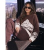 image:imageZESICA Womens 2026 Fall Winter Crewneck Oversized Printed SweatersBrown