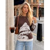 image:imageZESICA Womens 2026 Fall Winter Crewneck Oversized Printed SweatersBrown