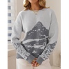 image:imageZESICA Womens 2026 Fall Winter Crewneck Oversized Printed SweatersGrey