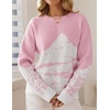 image:imageZESICA Womens 2026 Fall Winter Crewneck Oversized Printed SweatersPink