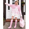 image:imageZESICA Womens 2026 Fall Winter Crewneck Oversized Printed SweatersPink