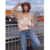 image:imageZESICA Womens 2026 Fall Winter Crewneck Oversized Printed SweatersSand