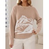 image:imageZESICA Womens 2026 Fall Winter Crewneck Oversized Printed SweatersSand