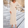 image:imageZESICA Womens 2026 Spring Sweater Dress Long Sleeve V Neck Ribbed Knit Party Cocktail Bodycon Maxi DressesApricot