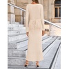 image:imageZESICA Womens 2026 Spring Sweater Dress Long Sleeve V Neck Ribbed Knit Party Cocktail Bodycon Maxi DressesApricot
