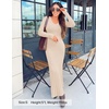 image:imageZESICA Womens 2026 Spring Sweater Dress Long Sleeve V Neck Ribbed Knit Party Cocktail Bodycon Maxi DressesApricot