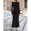 image:imageZESICA Womens 2026 Spring Sweater Dress Long Sleeve V Neck Ribbed Knit Party Cocktail Bodycon Maxi DressesBlack