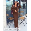image:imageZESICA Womens 2026 Spring Sweater Dress Long Sleeve V Neck Ribbed Knit Party Cocktail Bodycon Maxi DressesBrown