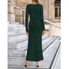 image:imageZESICA Womens 2026 Spring Sweater Dress Long Sleeve V Neck Ribbed Knit Party Cocktail Bodycon Maxi DressesDarkgreen