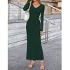 image:imageZESICA Womens 2026 Spring Sweater Dress Long Sleeve V Neck Ribbed Knit Party Cocktail Bodycon Maxi DressesDarkgreen
