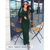 image:imageZESICA Womens 2026 Spring Sweater Dress Long Sleeve V Neck Ribbed Knit Party Cocktail Bodycon Maxi DressesDarkgreen