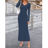 image:imageZESICA Womens 2026 Spring Sweater Dress Long Sleeve V Neck Ribbed Knit Party Cocktail Bodycon Maxi DressesDustyblue