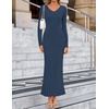 image:imageZESICA Womens 2026 Spring Sweater Dress Long Sleeve V Neck Ribbed Knit Party Cocktail Bodycon Maxi DressesDustyblue