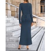 image:imageZESICA Womens 2026 Spring Sweater Dress Long Sleeve V Neck Ribbed Knit Party Cocktail Bodycon Maxi DressesDustyblue
