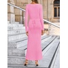 image:imageZESICA Womens 2026 Spring Sweater Dress Long Sleeve V Neck Ribbed Knit Party Cocktail Bodycon Maxi DressesPink
