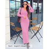 image:imageZESICA Womens 2026 Spring Sweater Dress Long Sleeve V Neck Ribbed Knit Party Cocktail Bodycon Maxi DressesPink