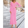 image:imageZESICA Womens 2026 Spring Sweater Dress Long Sleeve V Neck Ribbed Knit Party Cocktail Bodycon Maxi DressesPink