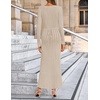 image:imageZESICA Womens 2026 Spring Sweater Dress Long Sleeve V Neck Ribbed Knit Party Cocktail Bodycon Maxi DressesSand