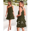 image:imageZESICA Womens 2026 Summer Boho Sleeveless Ruffle Mini DressArmygreen