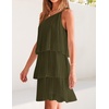 image:imageZESICA Womens 2026 Summer Boho Sleeveless Ruffle Mini DressArmygreen