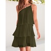 image:imageZESICA Womens 2026 Summer Boho Sleeveless Ruffle Mini DressArmygreen