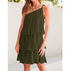 image:imageZESICA Womens 2026 Summer Boho Sleeveless Ruffle Mini DressArmygreen