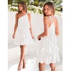 image:imageZESICA Womens 2026 Summer Boho Sleeveless Ruffle Mini DressIvory