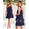 image:imageZESICA Womens 2026 Summer Boho Sleeveless Ruffle Mini DressNavy