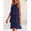image:imageZESICA Womens 2026 Summer Boho Sleeveless Ruffle Mini DressNavy